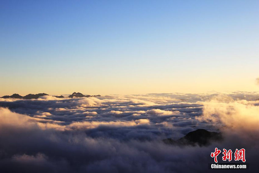 達古氷山の頂上に雲海の景色が再び出現　四川省