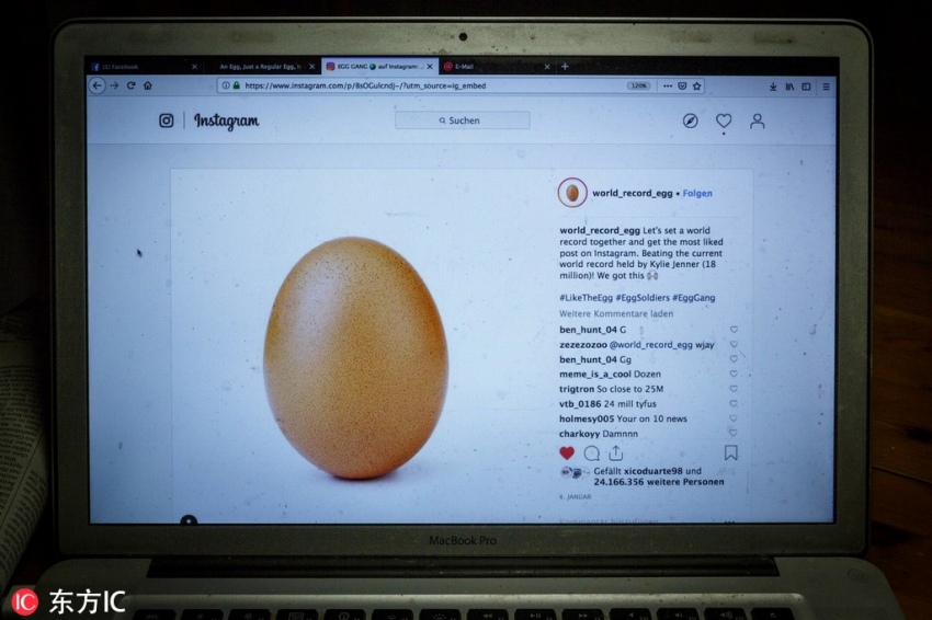 「ただの卵」がインスタ史上最多の3000万件以上の「いいね！」獲得