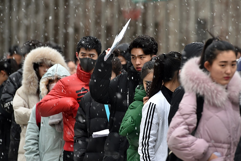 雪が舞い落ちる中、中央戯劇学院で2019年度本科生専門テスト　北京