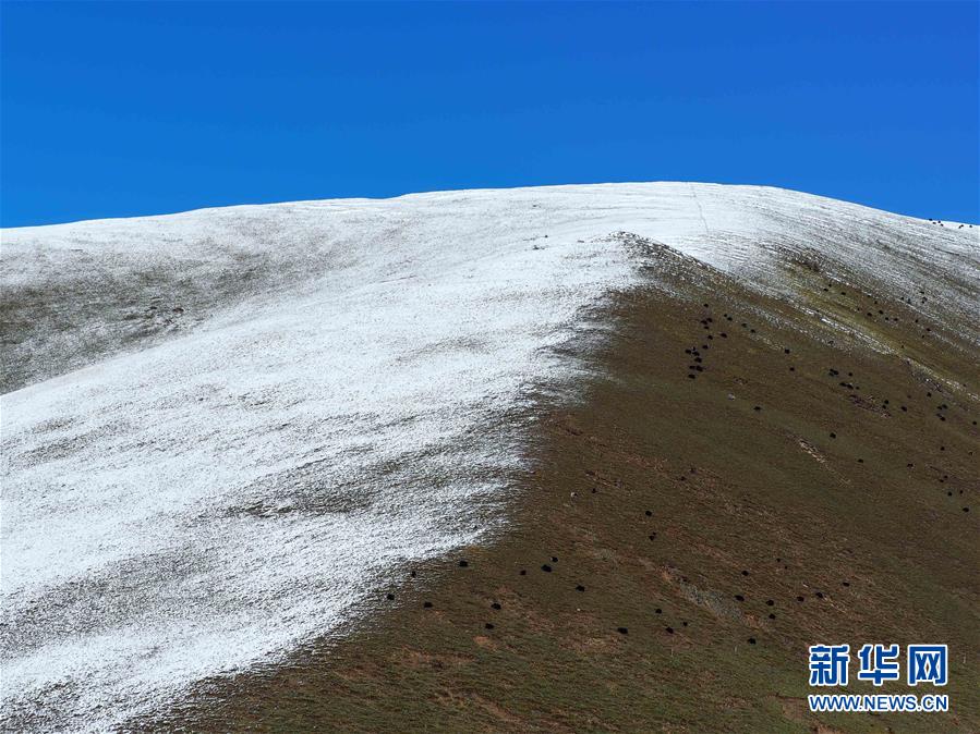 四川とチベット結ぶ道路「川蔵線」にうっすら雪化粧