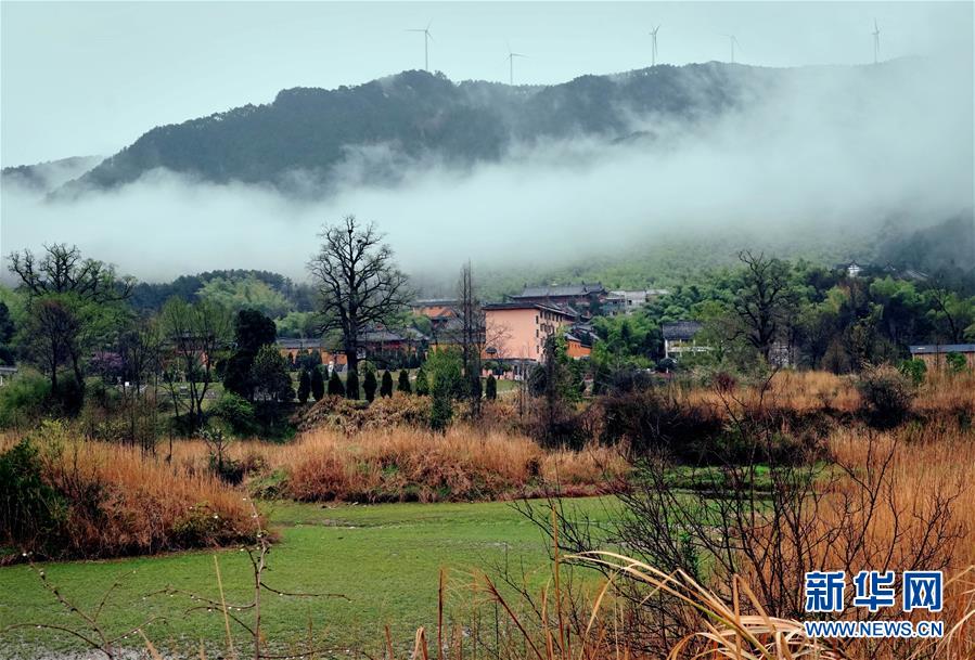 3月29日、霧雲に覆われた黄柏山国家森林公園（撮影・李安）。